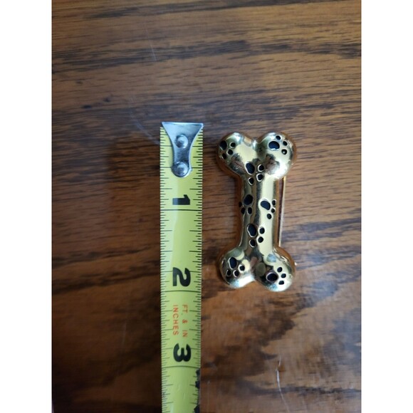 Anne Klein Gold-Tone Paw Print Dog Bone Brooch Signed - Picture 6 of 7